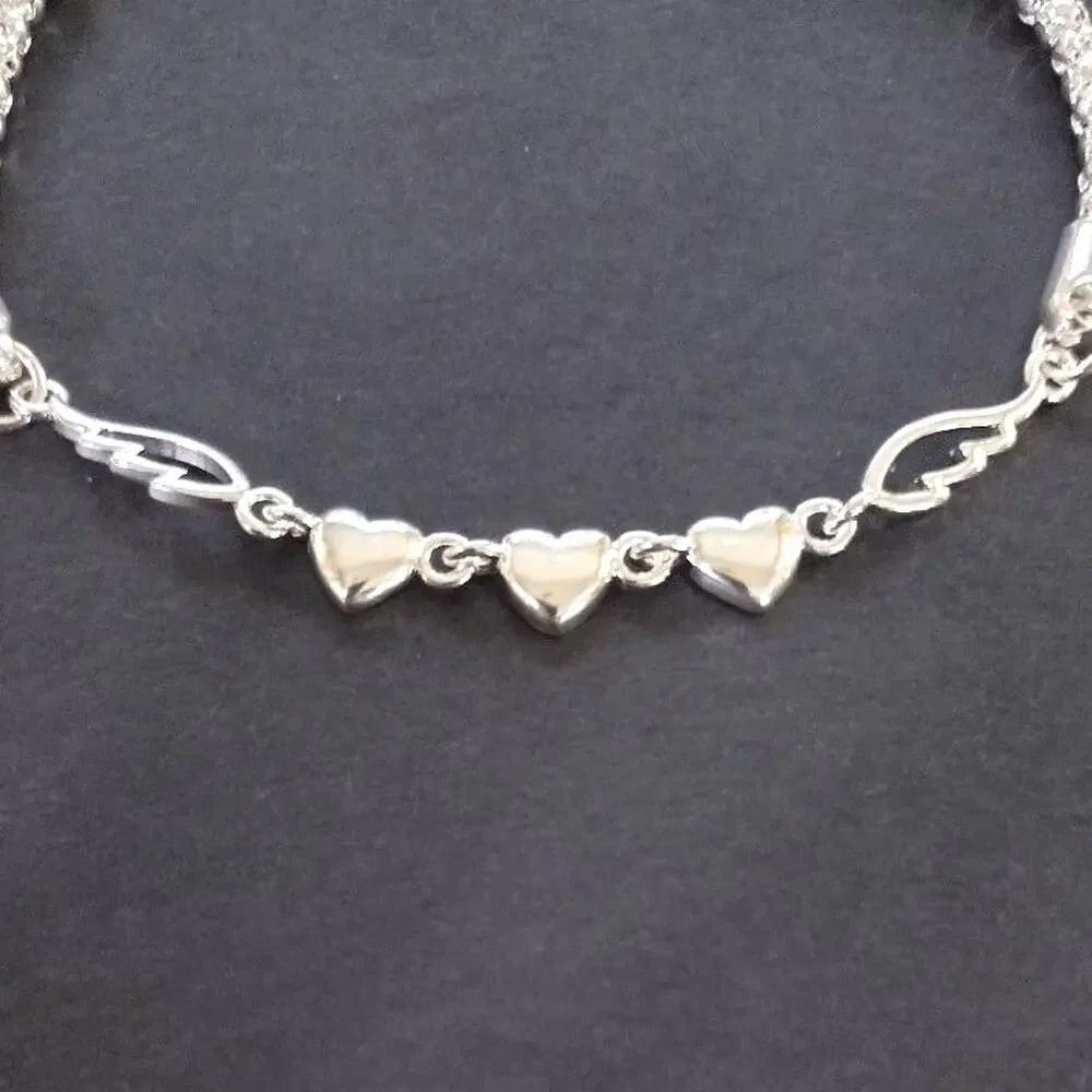 Heart Wings Angel Love Bracelet Sterling Silver 925 birthday Christmas Gift NEW!